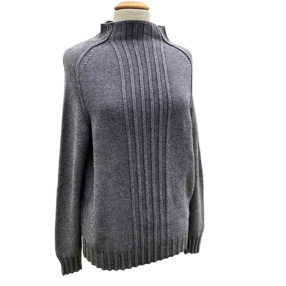 Trussardi Jeans Wool Blend Washed Out Ribbed Italian Sweater Mock Neck Grunge-M